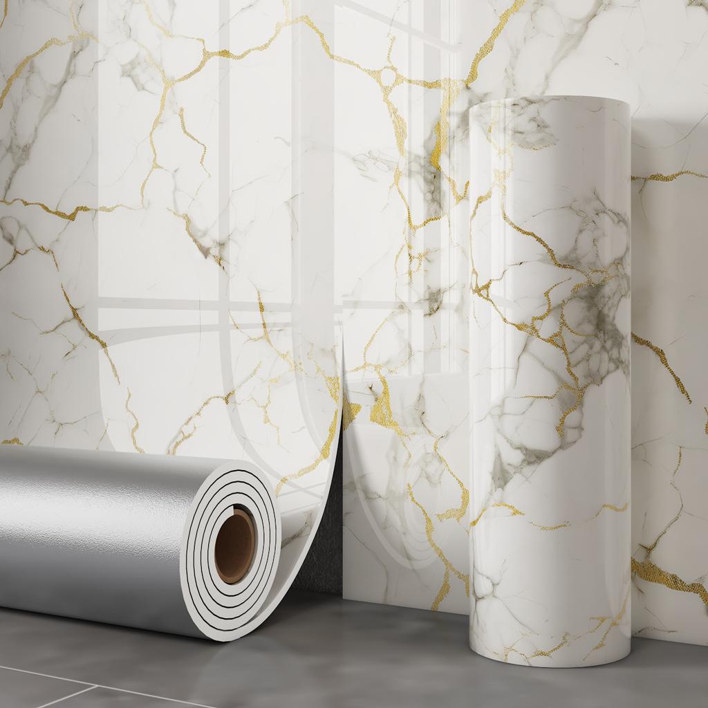 Waterproof Bathroom Wall Panels, Self-Adhesive Marble Tile Sticker, Moisture-Proof Easy Install