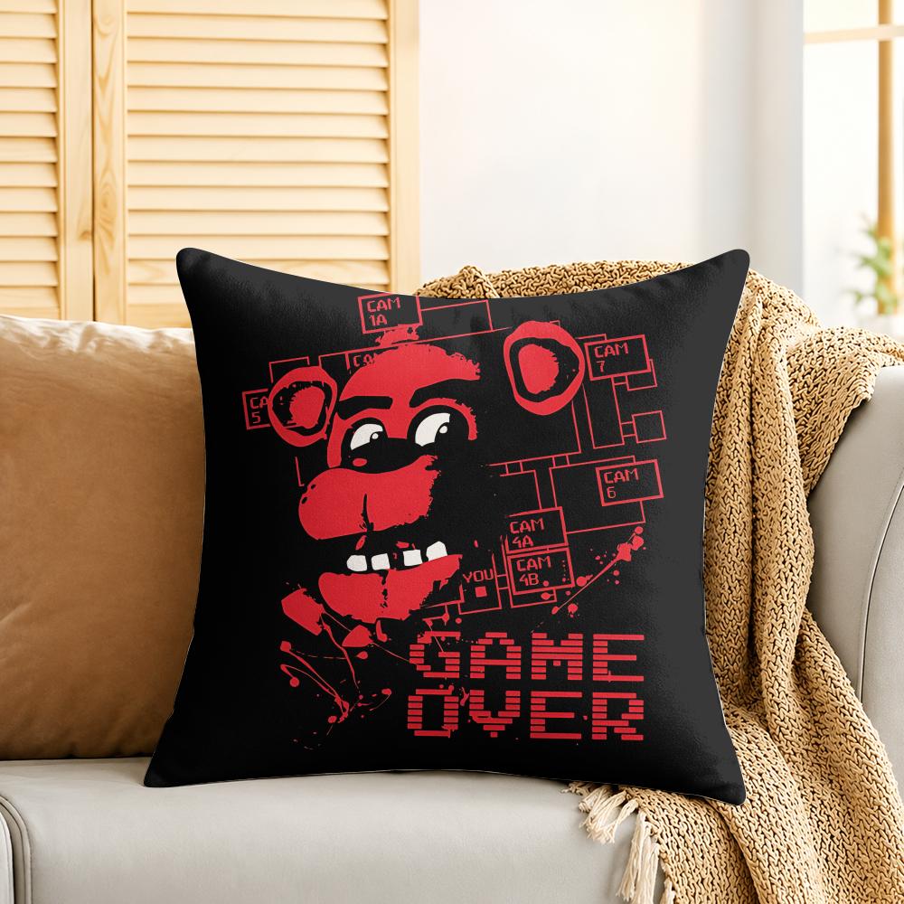Five NNights At FFreddys Cushion Cover Silky Short Plush Invisible Zipper Dustproof Sofa Pillow Case For Home Decor