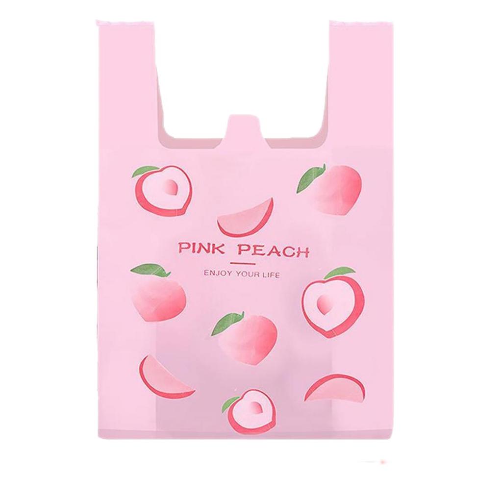 50 шт. Милые фруктовые пластиковые пакеты для выноса с ручкой, упаковка для еды, розничная торговля, супермаркет, продуктовый шоппинг, хранение дома
