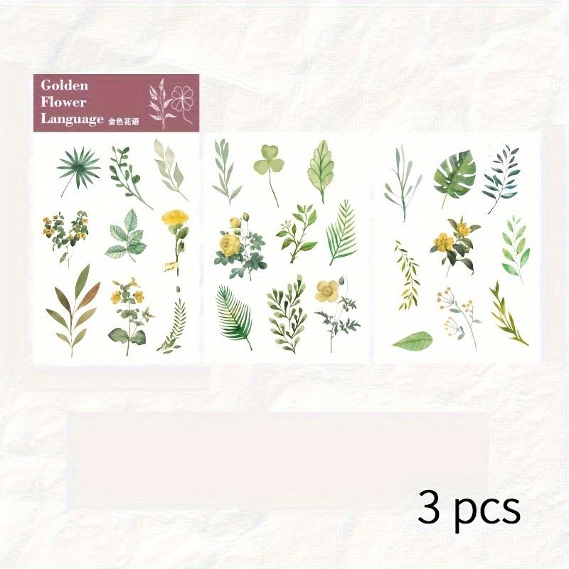 3 pcs/pack Plants flower leaves flat stickers DIY album Washi stickers Decorative Stick Labels Scrapbooking material