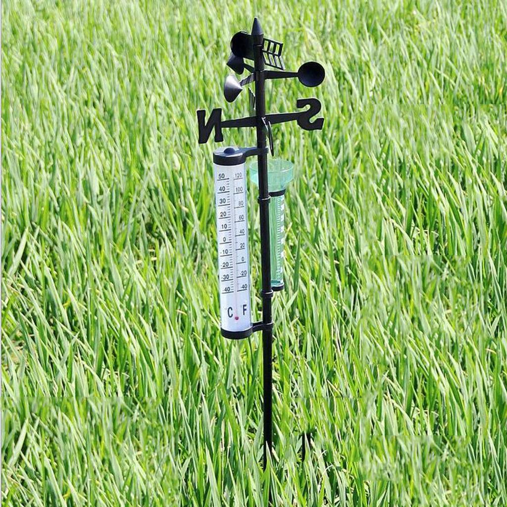 Kit Rain Thermometers Weathervane, 3 in 1 Meteorological Observation Device