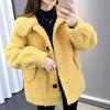 Осенне-зимняя утолщенная теплая куртка из ягненка с плюшем, желтая свободная женская одежда, толстовка