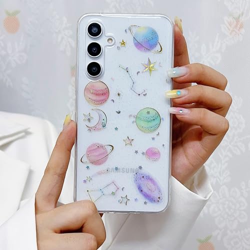 Applicable to Galaxy A55 transparent phone case Star Moon Planet anti-drop silicone case women's