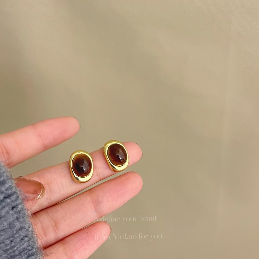 «Серьги-иглы Майяра 925»: "Янтарный жемчуг в стиле ретро для осени/зимы"