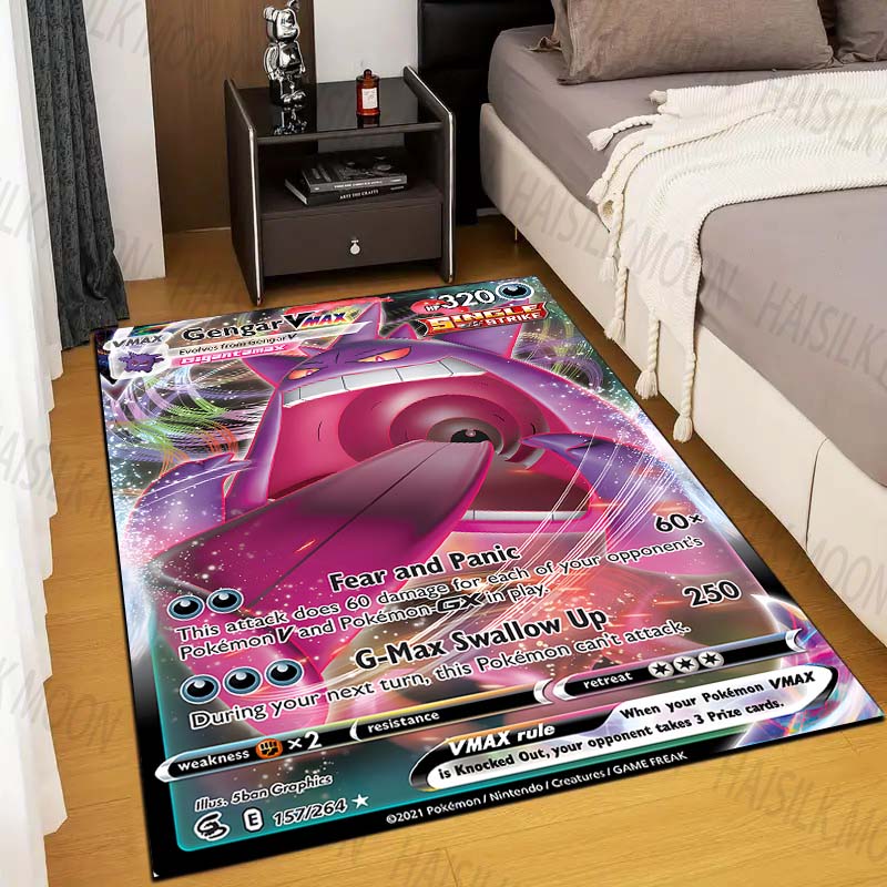 1 шт. Ковер с принтом карточек покемона Генга для гостиной, коврик для детской спальни, коврик для дивана, придверный коврик, напольный ковер, домашний декор, противоскользящий коврик