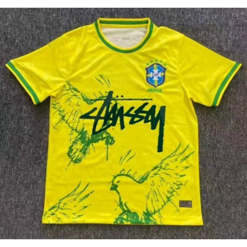 Stussy Signature Soccer Jersey Retro Brazil Argentina Portugal Football Training Shirt Men Women Short Sleeve