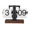 Digital Flip Clock 12h Single Sided Large Numbers Automatic Retro Mechanical Flip Clock Wood Base for Living Room