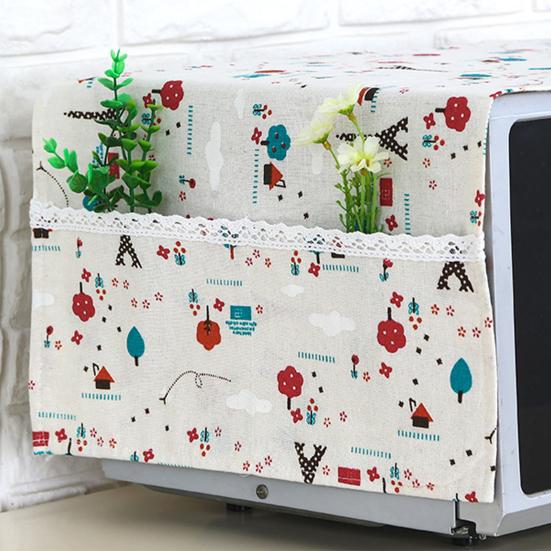 Складная пылезащитная крышка для микроволновой печи с боковым карманом, хлопок, лен, удобная сенсорная верхняя крышка для микроволновой печи, товары для дома