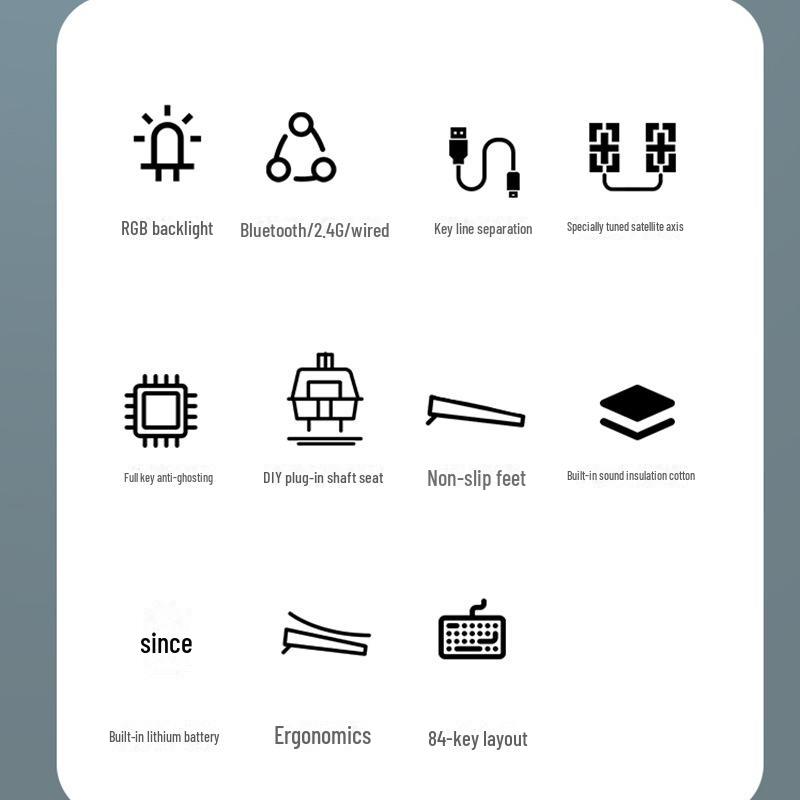 Беспроводная Bluetooth механическая клавиатура DIY Kit, RGB, три режима, 84-108 клавиш