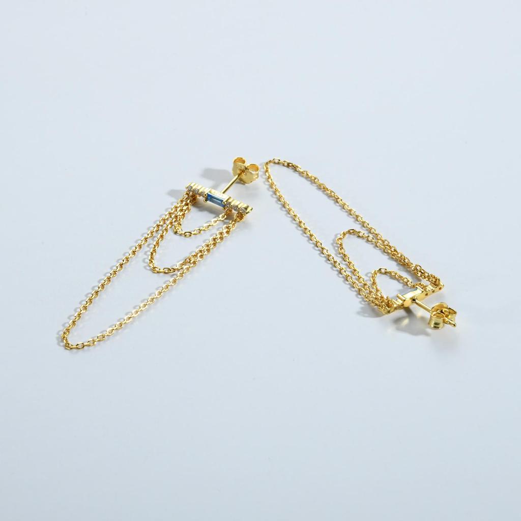 ANDYWEN Стерлингового серебра 925 пробы, стильные великолепные серьги из стерлингового серебра с позолоченными цирконами и несколькими цепочками, женские роскошные ювелирные украшения