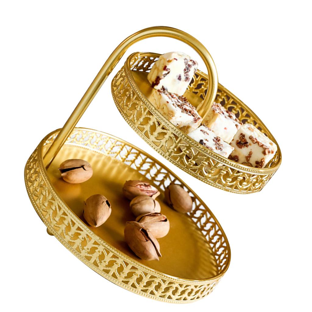 Двухслойный поднос для выпечки, декоративная медно-золотая тарелка для десерта с печеньем, свадебный лист