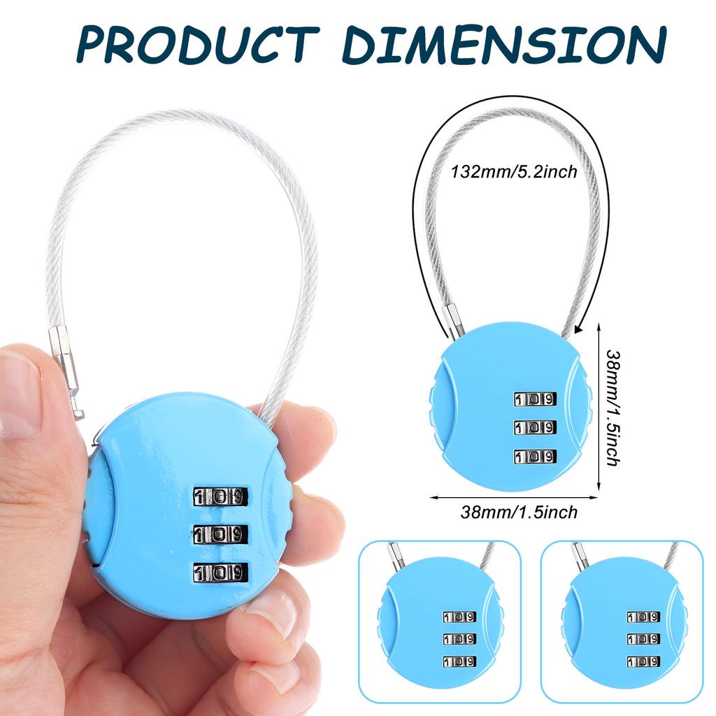 32 Pack 3 Digit Combination Gym Lock Mini Wire Rope Combination Lock Number Luggage Lock Waterproof Travel Padlocks