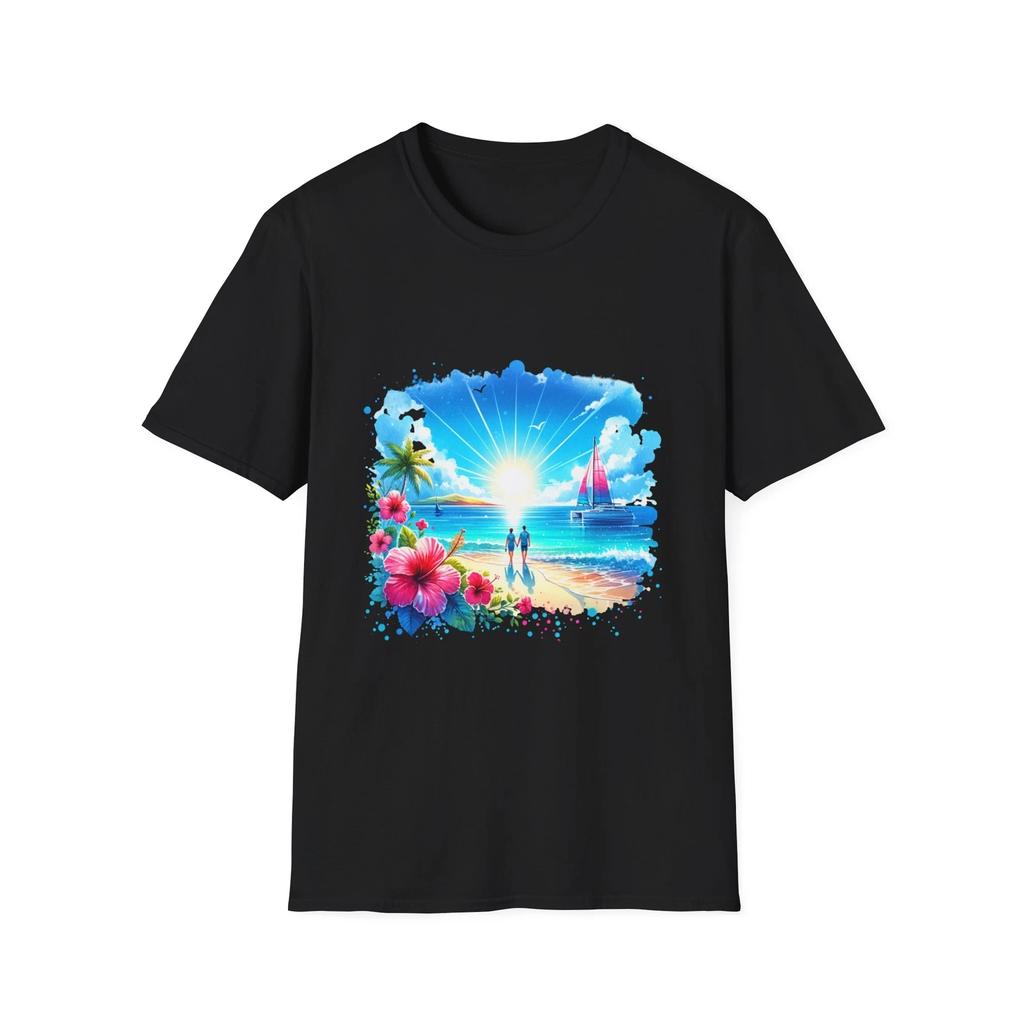 Tropical Sunset Unisex T-Shirt, Beachwear, Summer Vibe, Gift for Travelers,