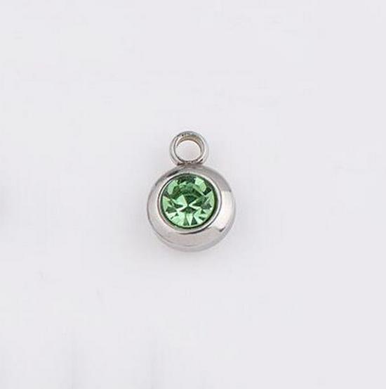 6.5mm Stainless Steel Birthstone Pendant - 12 Colors, DIY Jewelry Accessory