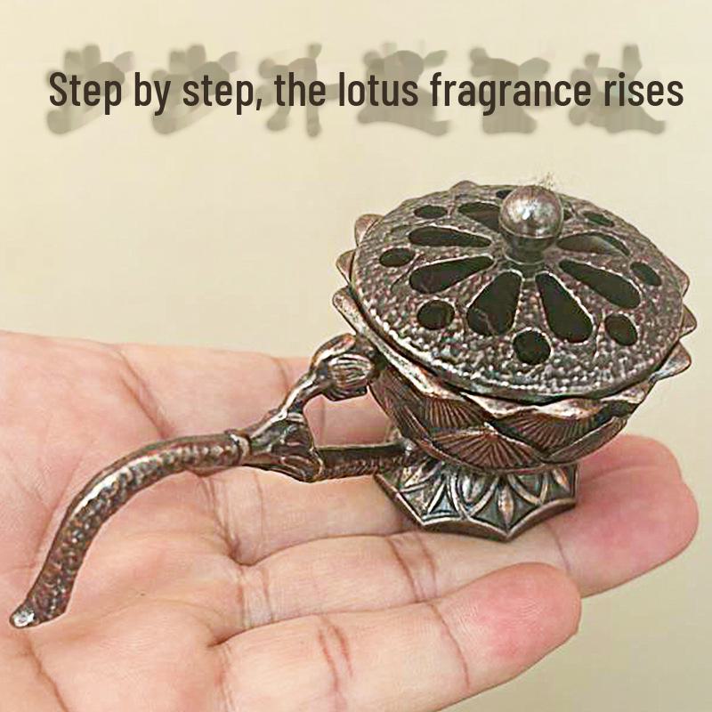 Hand-held Alloy Lotus Incense Burner for Tea Ceremony Ornaments