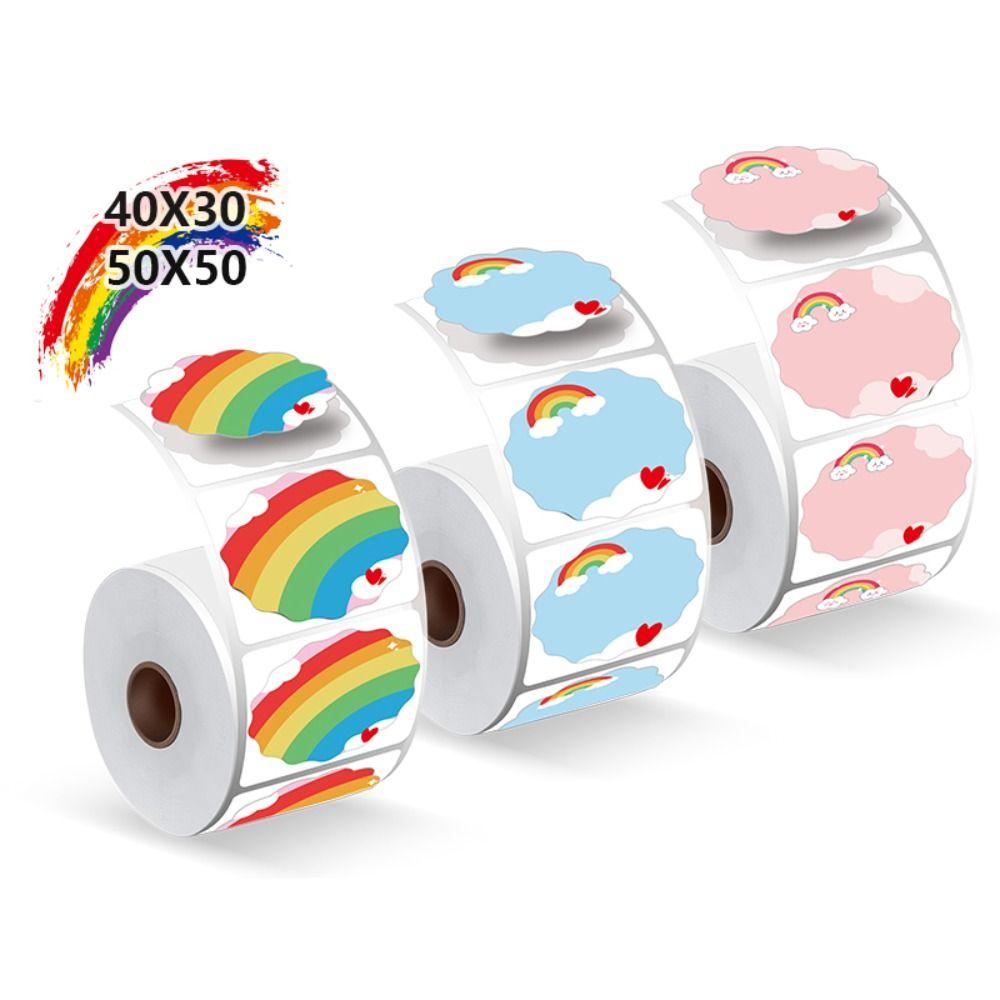 140/230Pcs DIY Blank Label Sticker Rainbow Self-Adhesive Thermal Paper Stationery
