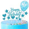 Happy Birthday Cake Toppers DIY Confetti Balloon Cake Decor Star Heart Cupcake Flag for Birthday Party Dessert Baking Decoration