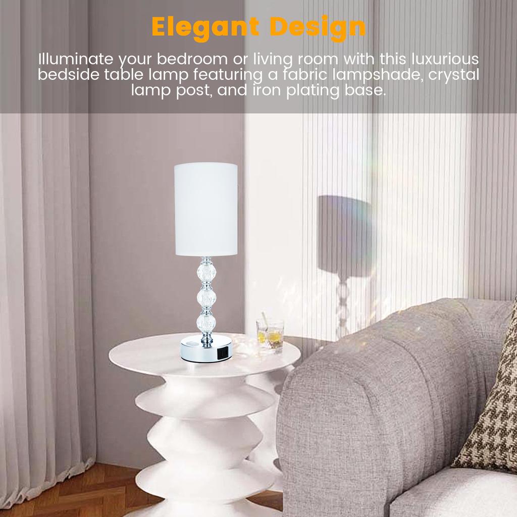 Роскошный хрустальный прикроватный светильник, ночник для спальни с 3000K теплой лампочкой из ткани