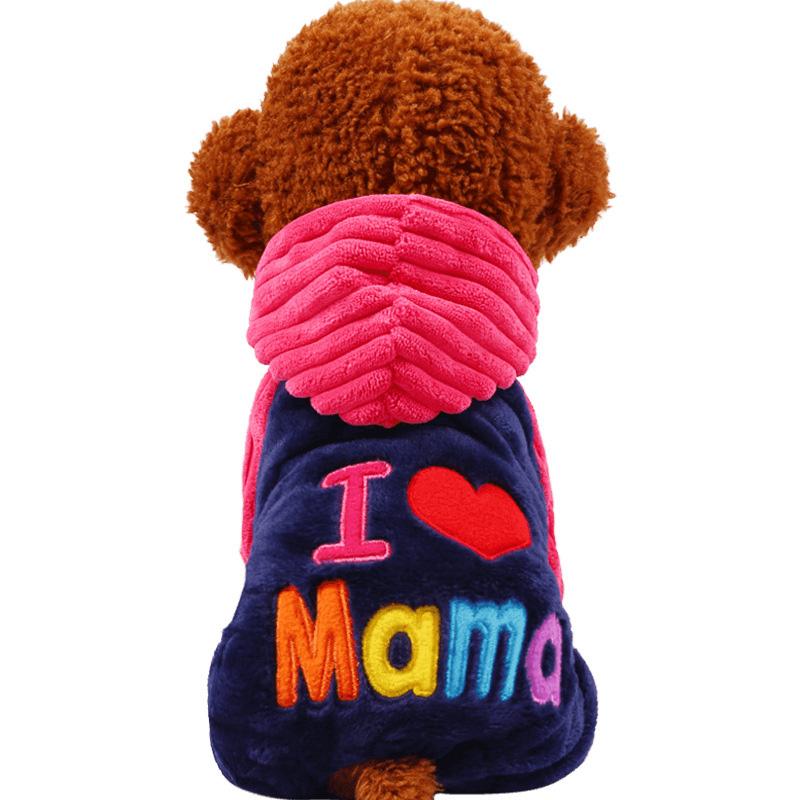 Зимний флисовый костюм для собак маленьких пород Love Mom Толстая одежда для щенков и кошек Чихуахуа Йоркширский терьер Пальто Куртка Одежда для домашних животных Наряд