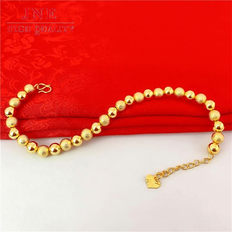 Fashion European Lucky Beads Jewelry Ornament Vietnam Gold S Buckle Frosted Round Beads + Glossy Round Beads Bracelet for Women