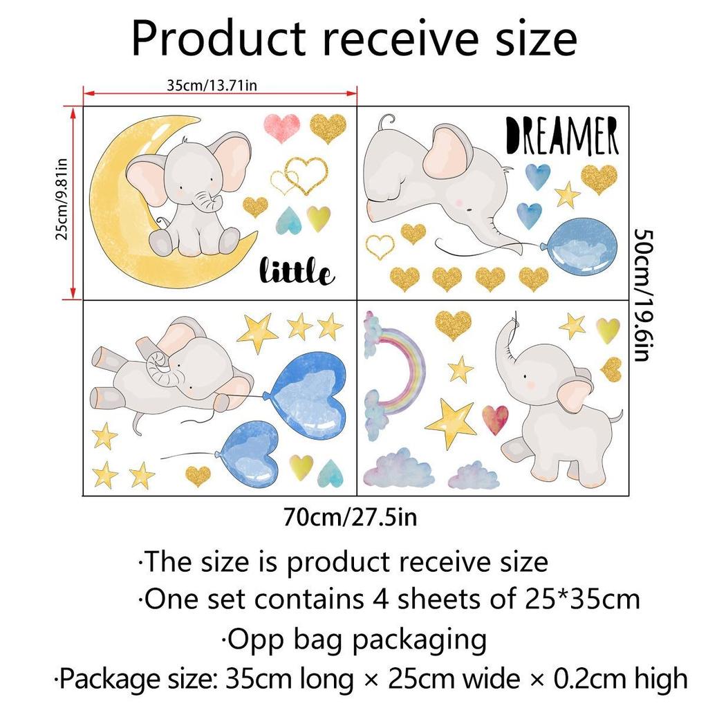 Новый мультфильм слоненок воздушный шар Радуга наклейки на стену детская комната гостиная спальня фон декоративная настенная бумага