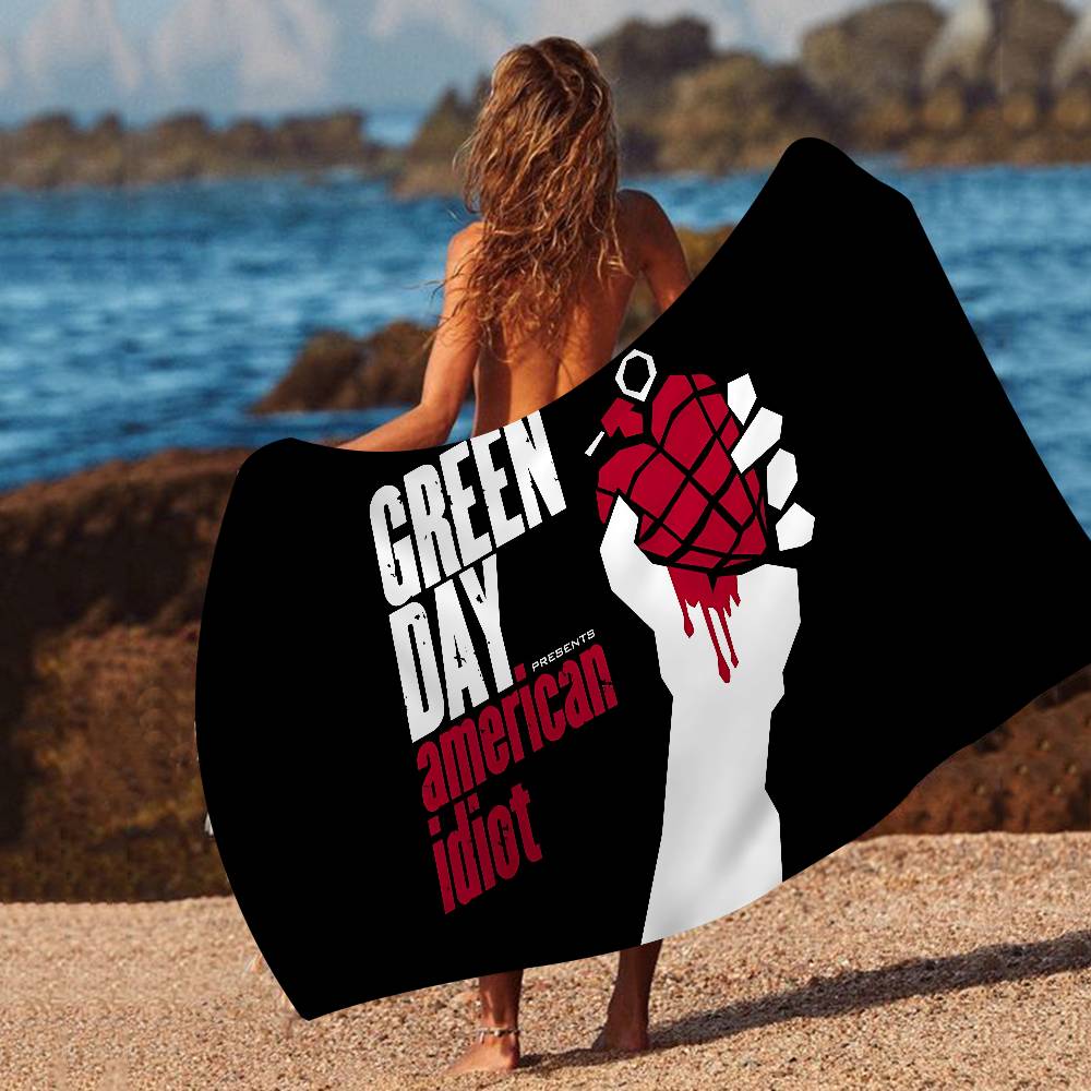 Green Day Музыкальная Рок-группа Полотенце для ванны Микрофибра Мягкое Впитывающее Воздухопроницаемое Для Девочек Детей Декоративное Мультяшное Пляжное Полотенце