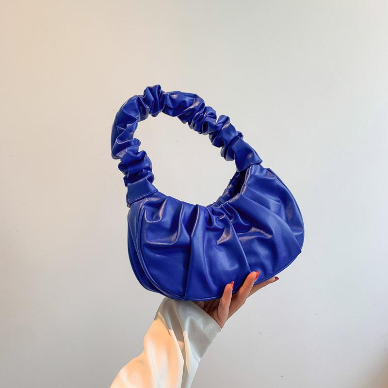 Контрастные цвета Новая модная однотонная плиссированная сумка-облако Милая наплечная сумка Уличный тренд Портативная женская сумка подмышку
