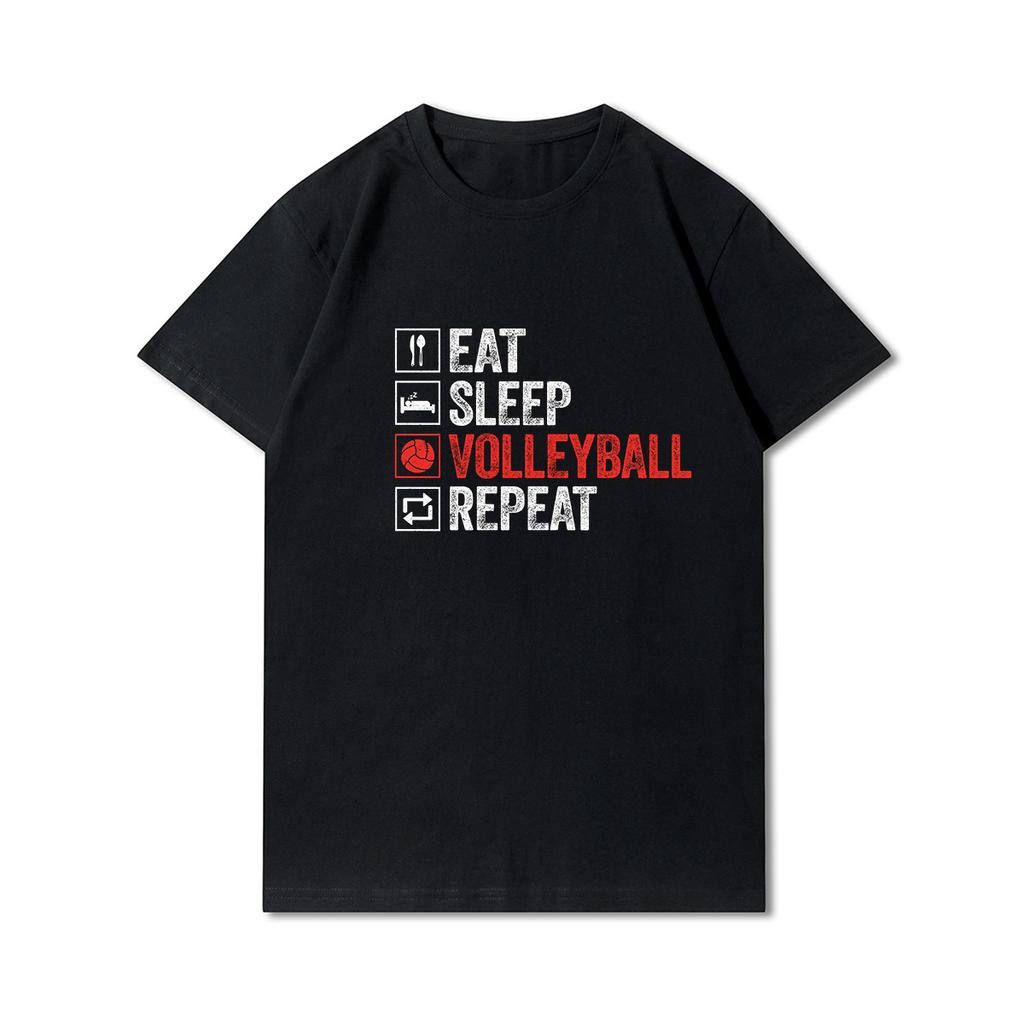 Plus Size Printed Men T Shirts O-Neck Volleyball Heartbeat Volleyball Player Short-Sleeves Tops