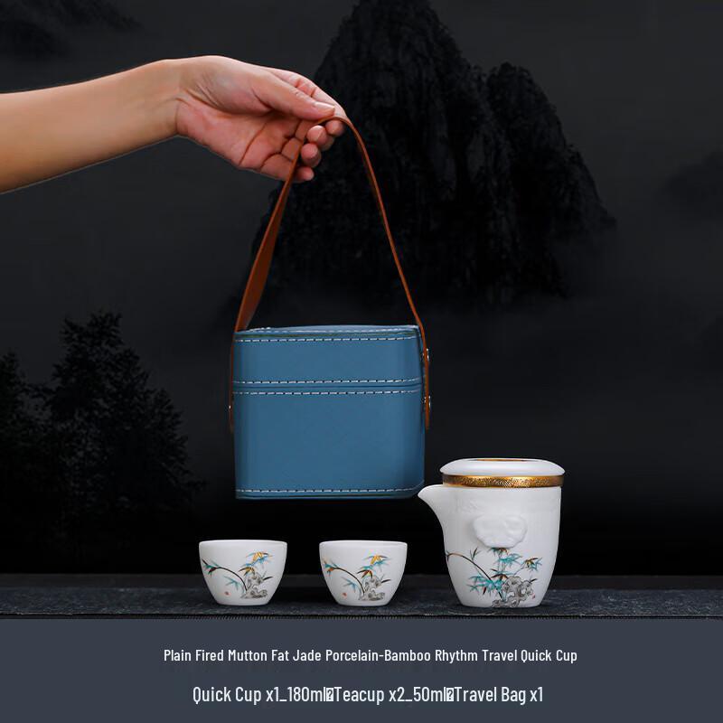 Ceramic Travel Tea Set with Landscape Design