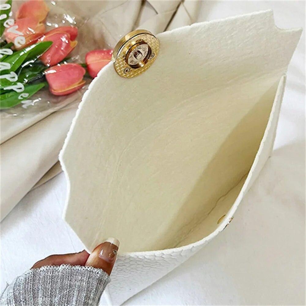 Casual Ladies Clutch Bag New Minimalism Handheld Envelope Bags Felt Indentation Handbag Solid Color Business Women's Bag