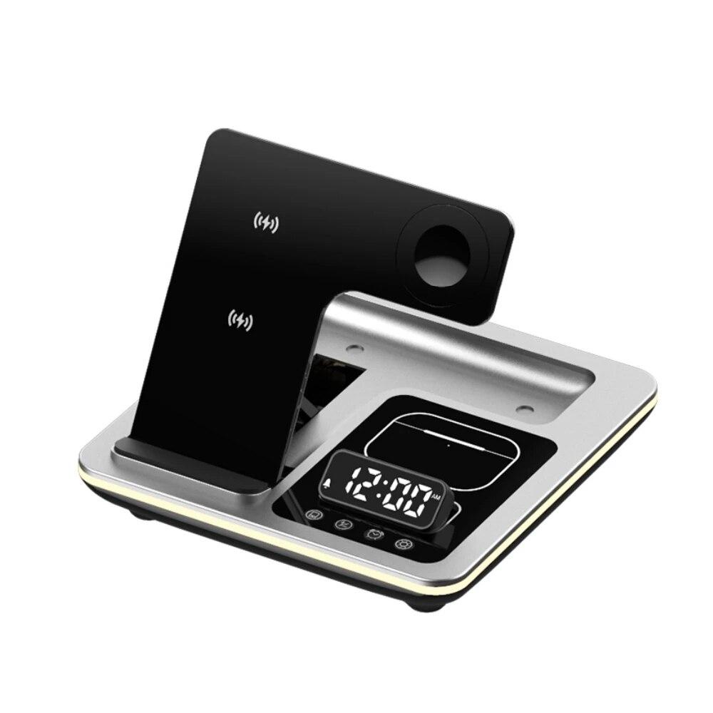 2024 5 In 1 Warm Light Wireless Charger Dock Fast Charging Station for Apple Airpods iWatch iPhone 12 13 14 15 with Alarm Clock