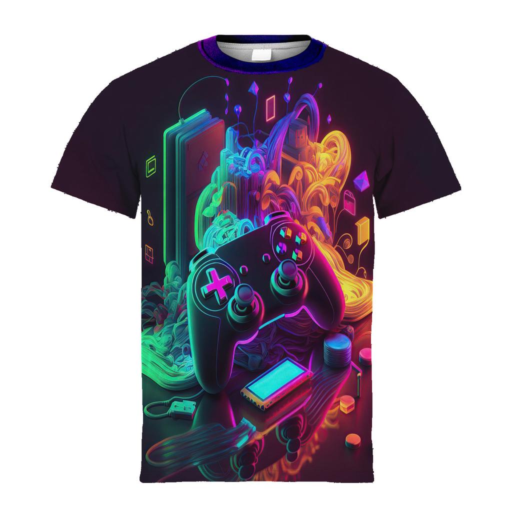 Детский топ, стильная красочная футболка с 3D-узором для геймпада, футболки с коротким рукавом для детей, повседневные футболки, классная одежда для мальчиков на лето