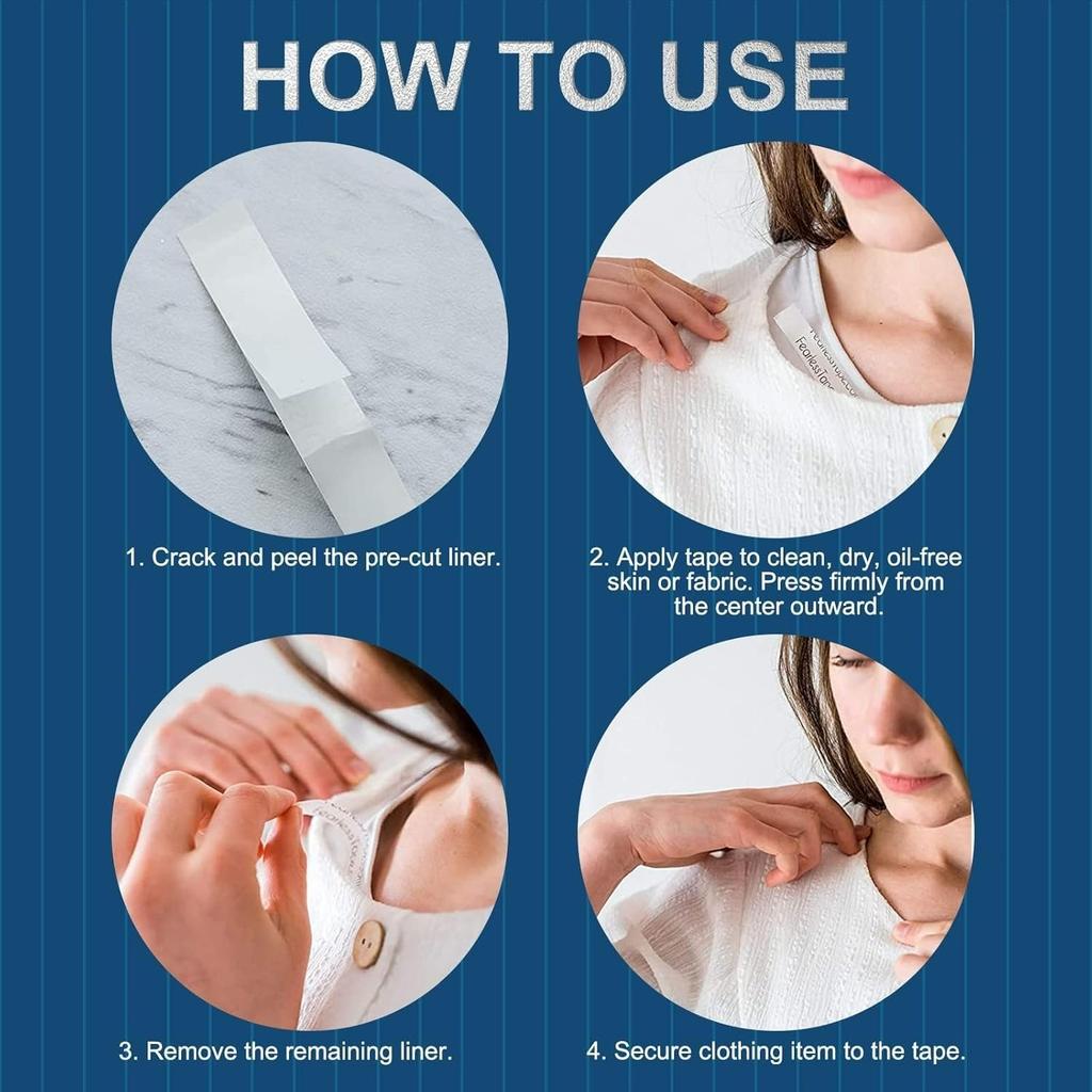 Body & Clothing Tape – Waterproof Double-Sided Tape for Secure Clothing,Waterproof Fashion Clothing Tape 80 Strips (1/2”x3”)