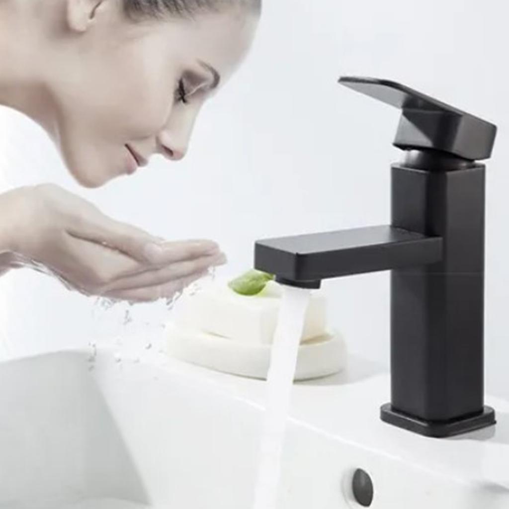Kitchen Sink Faucet Cold Hot Water Plastic Quadrate Black for Bathroom Kitchen Hotel
