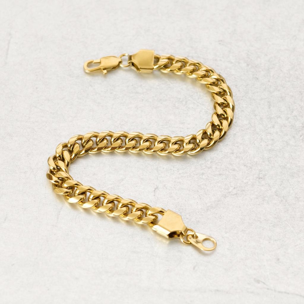 Punk 8mm Miami Curb Cuban Link Chain Bracelet Gold Color Stainless Steel Hand Chain Bracelet for Men Women Jewelry Gift 2026
