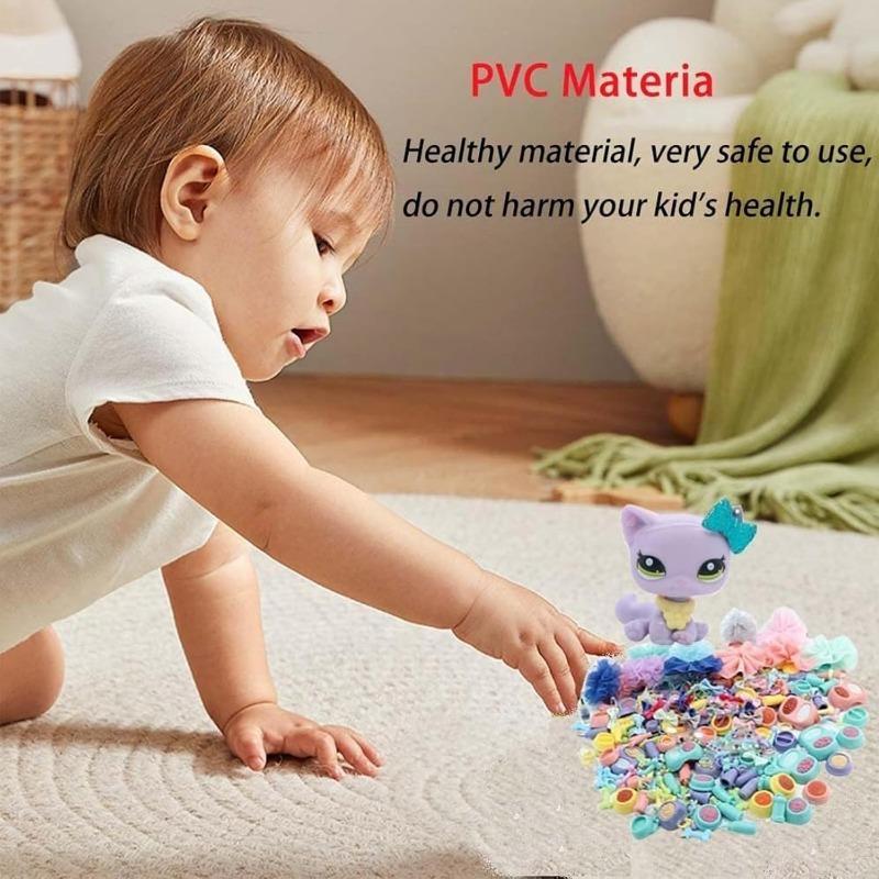 15/20/25pcs Pet Shop Lovely Accessories,Clothes Hat Bear Food Collar Necklace Bow Hat for Collectible,Compatible with Lps Toys