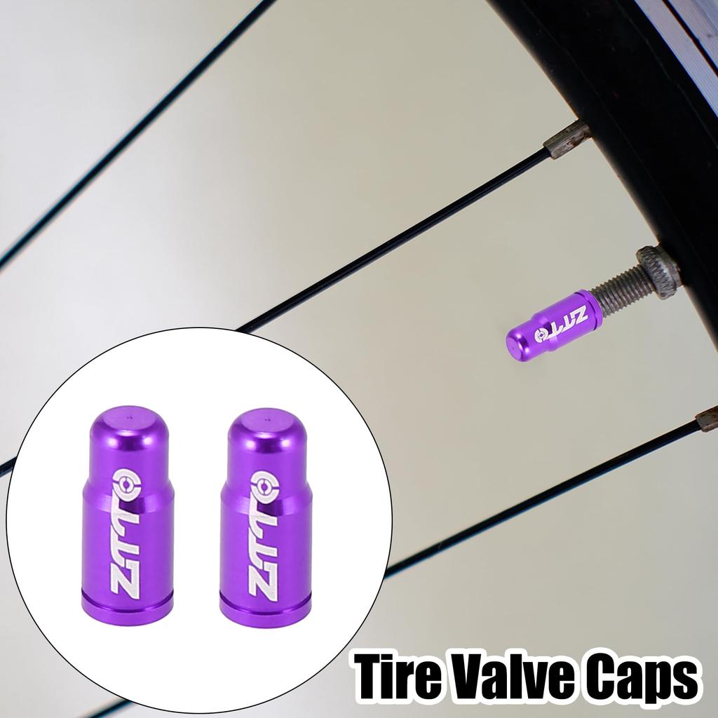 XAUTOHAUX Tire Valve Cap Valve Stem Cap Dust Valve Cap Aluminum Alloy French Type 2 Pieces Purple for Motorcycle
