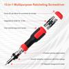 Ratchet Screwdriver with Non-Slip Handle High Strength 180-Degree Pivoting Adjustable Angle 13-in-1 Multi-functional Screwdriver