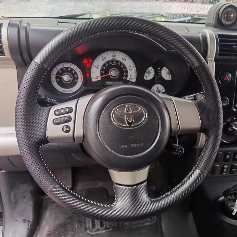 Для Toyota FJ Cruiser 2006-2020 Черная Натуральная Кожа Ручной Стежок Нескользящая Накладка на Руль Автомобиля Автозапчасти