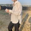 Autumn Long Sleeved Shirt Women's Top Split White Retro Hong Kong Style Shirt Trend