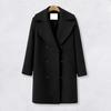 Women Woolen Jacket Turn-down Collar Solid Color Double-breasted Plus Size Coat Loose