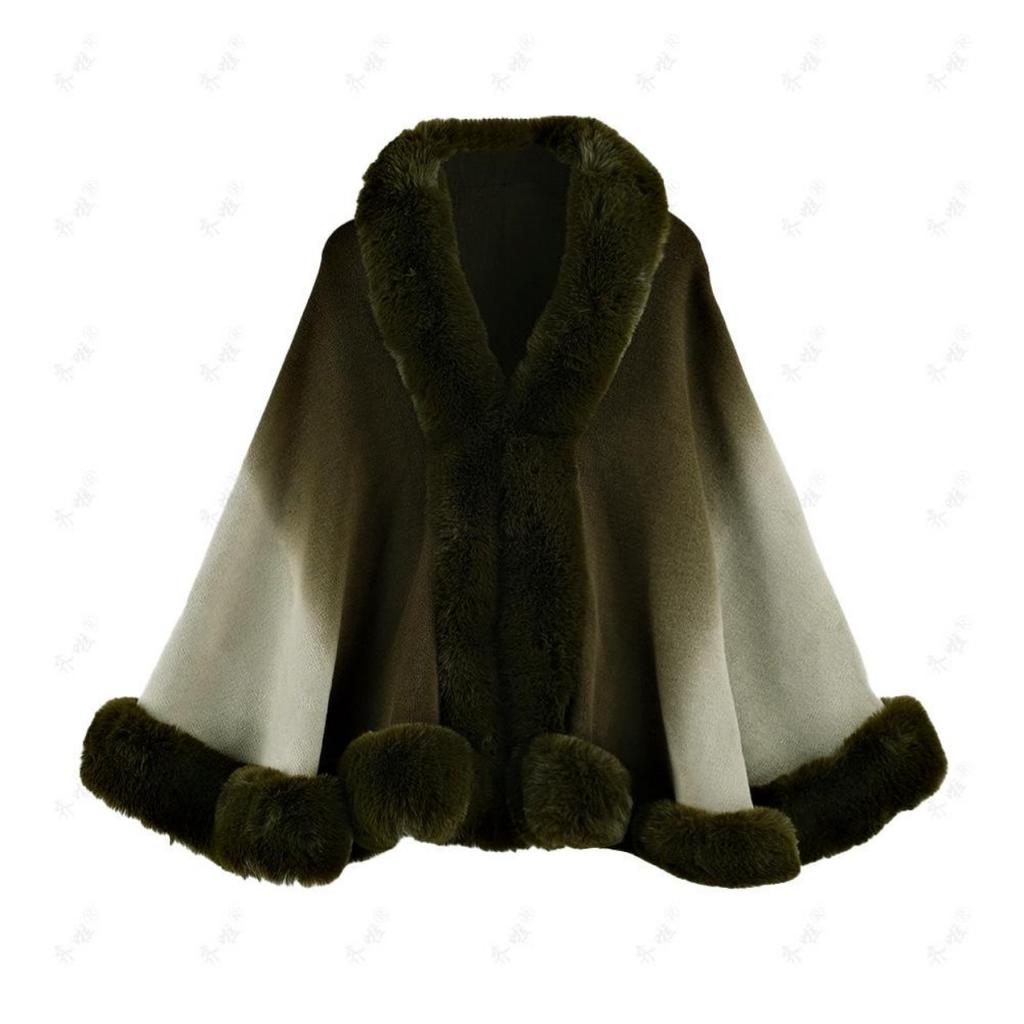 Женская шаль из искусственного меха с градиентом цвета, мягкая теплая удобная накидка-пончо, кардиган из искусственного меха кролика рекса, шаль, накидка большого размера на осень-зиму