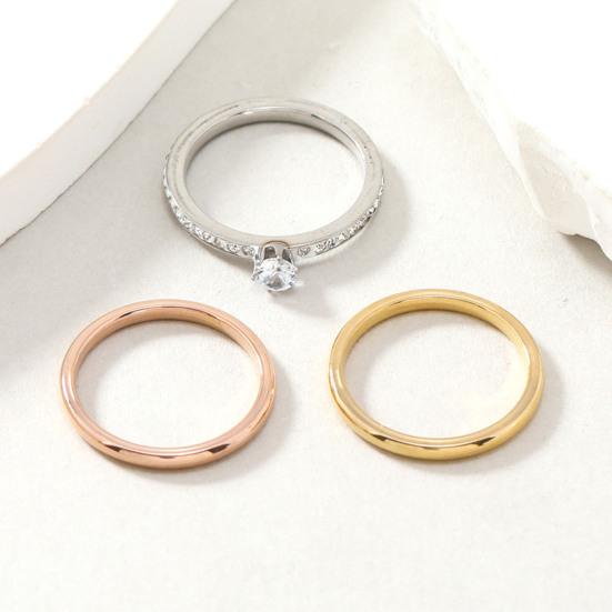 3Pcs/Set Stacking Rings for Women Round Cubic Zirconia Rings Stainless Steel Rings Exquisite Jewelry Gifts for Daily Wear Birthdays Christmas