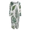 Women's  And Winter Printed Round Neck Long Sleeve Dress With Pockets
