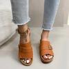 Fashion 2025 Summer Plus Size Women's Open Toe Slippers Outdoor Casual Round Toe Buckle Wedges Sandals for Comfortable Daily Slippers