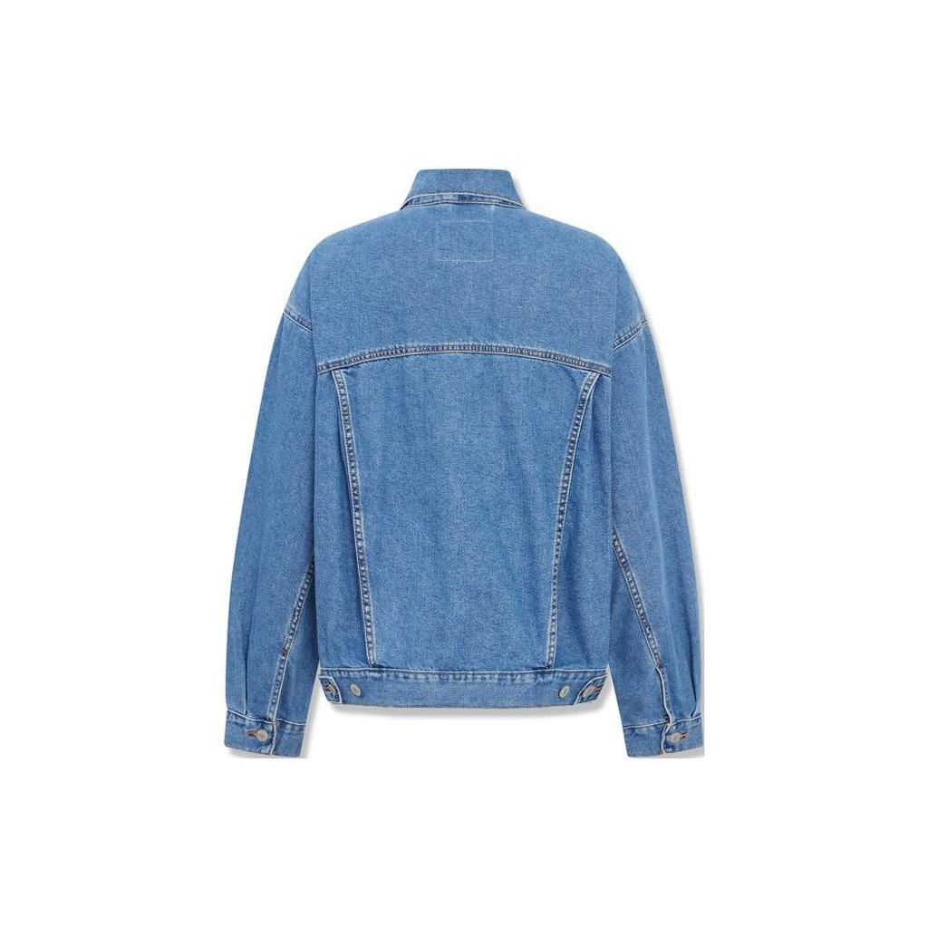 Levis Однотонная джинсовая куртка на одной пуговице с воротником на пуговицах и длинными рукавами Женские куртки Синяя A1743-0042