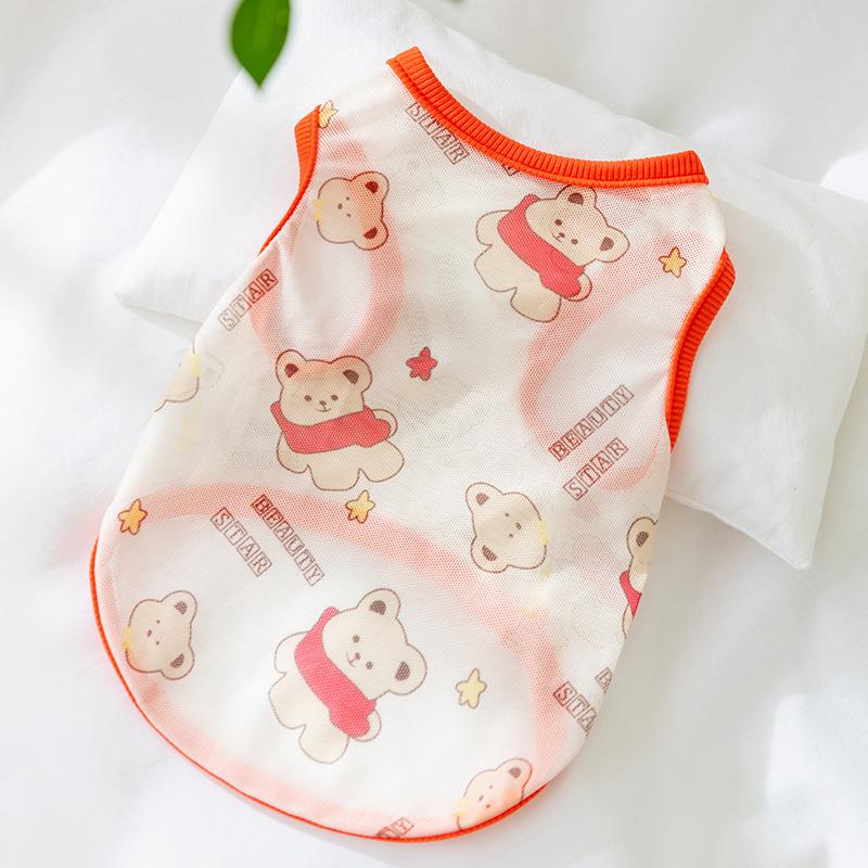 Spring and Summer Dog Cartoon Cute Colorful Small Animal Mesh Vest Medium and Small Dog Teddy Cat Pet Clothes
