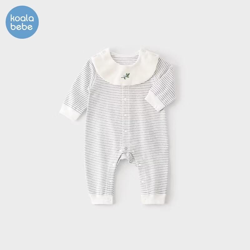KoalaBebe Мягкий хлопковый полосатый комбинезон с длинным рукавом для малыша