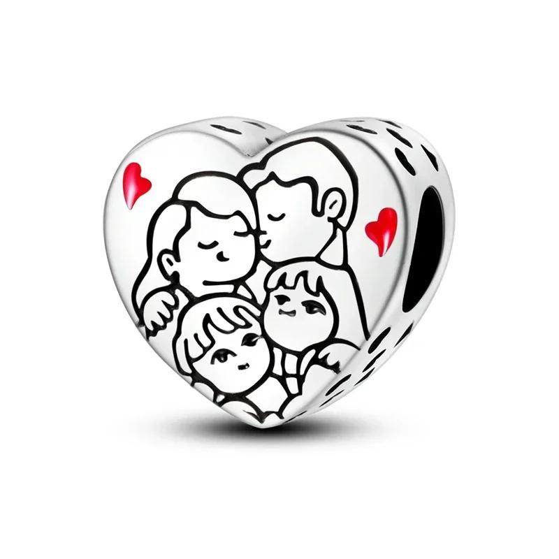 copper Heart Shaped Warm Family Love Mother Pendant Baby Feet Pacifier Charm Bead Charms Bead Charms Compatible With Bracelets Jewellery Gift