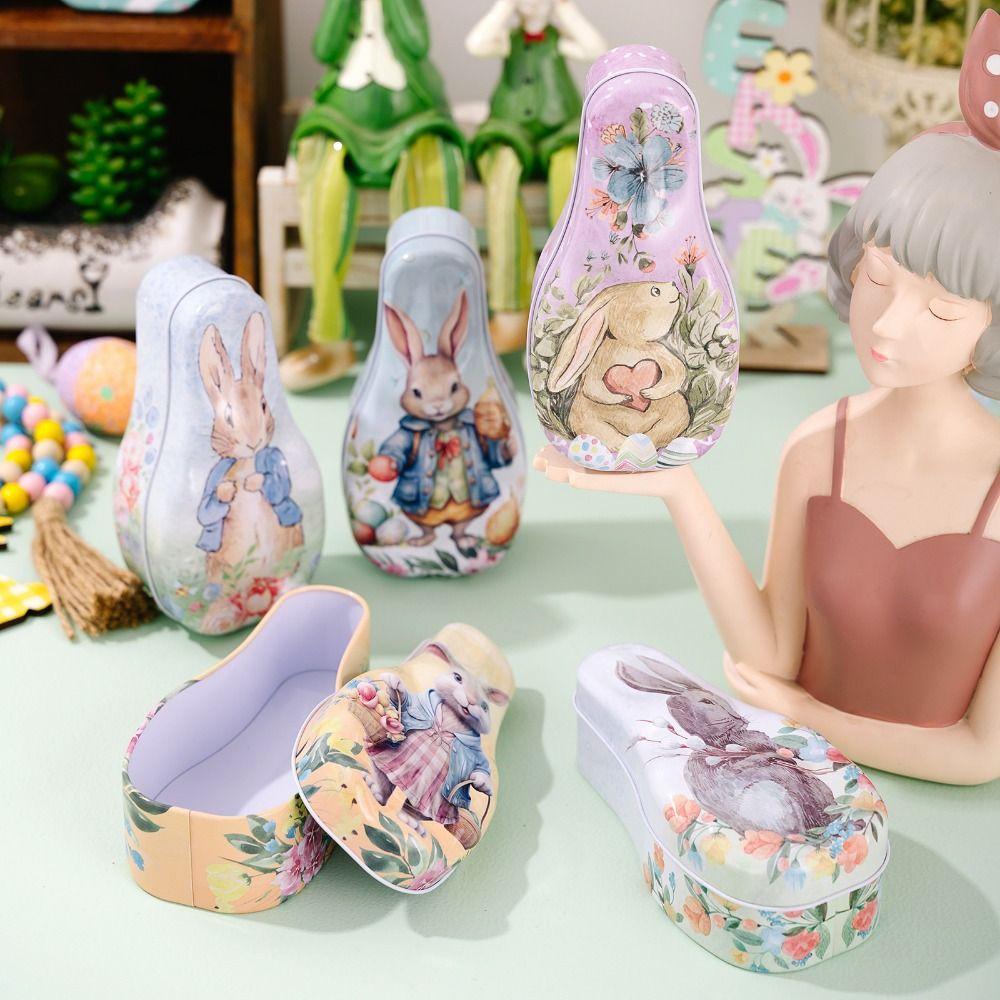 Cartoon Easter Egg Tinplate Case Creative Easter Egg Tin Box Tinplate Candy Box Cookie Container